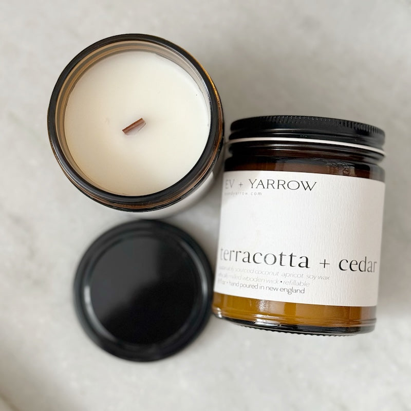 Terracotta and Cedar Candle Coconut, Soy and Apricot Wax