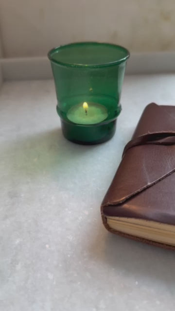 Video of Green Glass Votif with Candle
