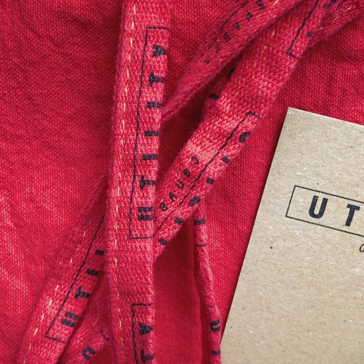 Close up of Straps on Red Canvas Errand Tote from Utility Canvas