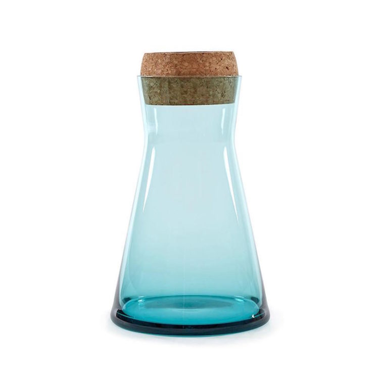 Shoal Blue Avva Carafe from Teroforma with Cork Lid which Doubles as a small dish