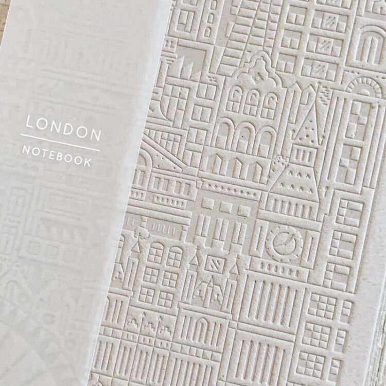 light gray journal with London cover