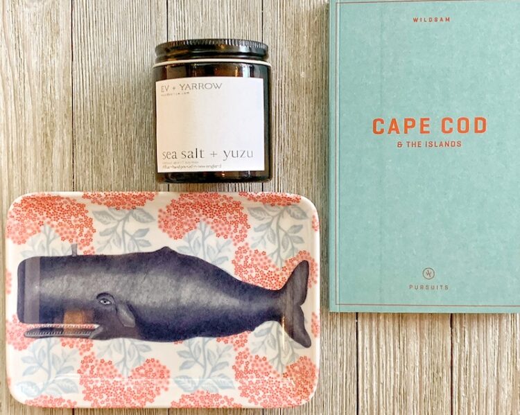 Cape Cod gift box, Small Whale Tray and a Sea Salt Candle